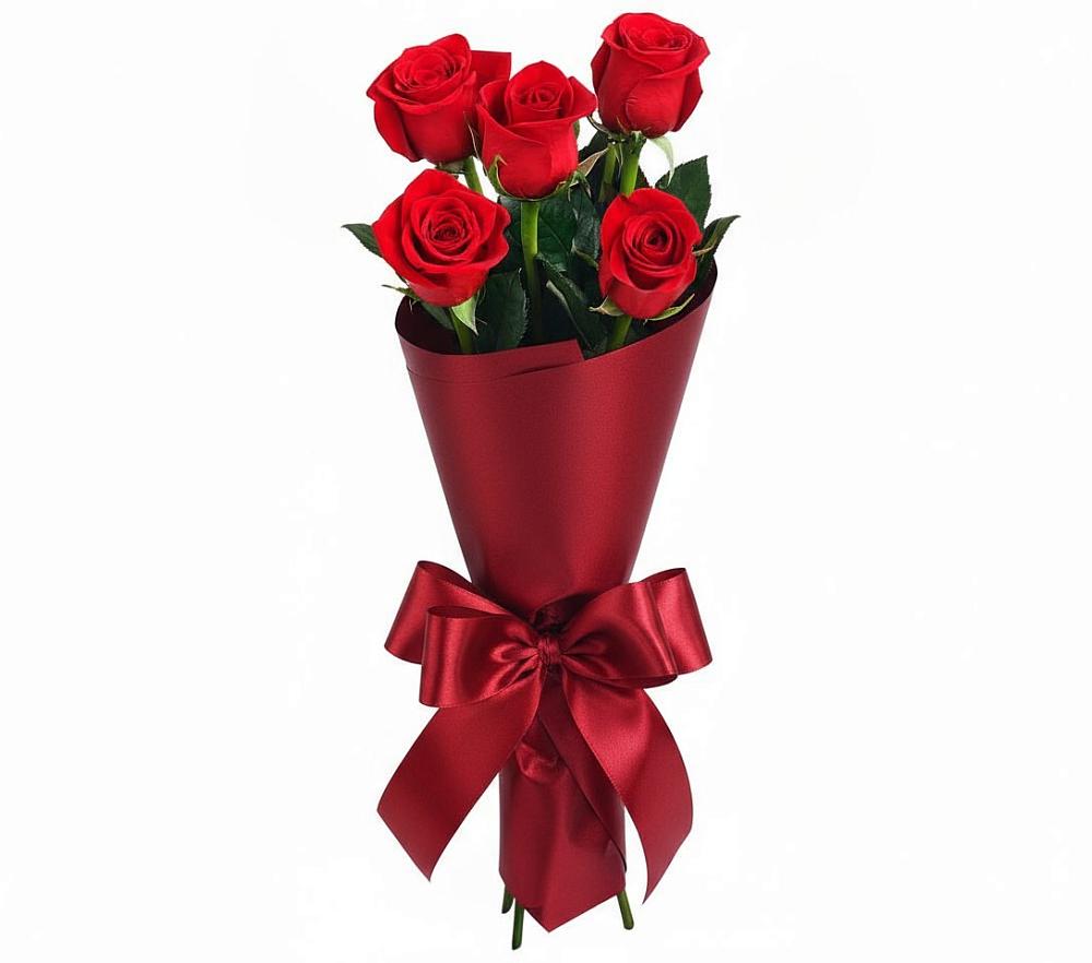 Букет 5 Красных роз Эдлесс Лав в Сергиевский
