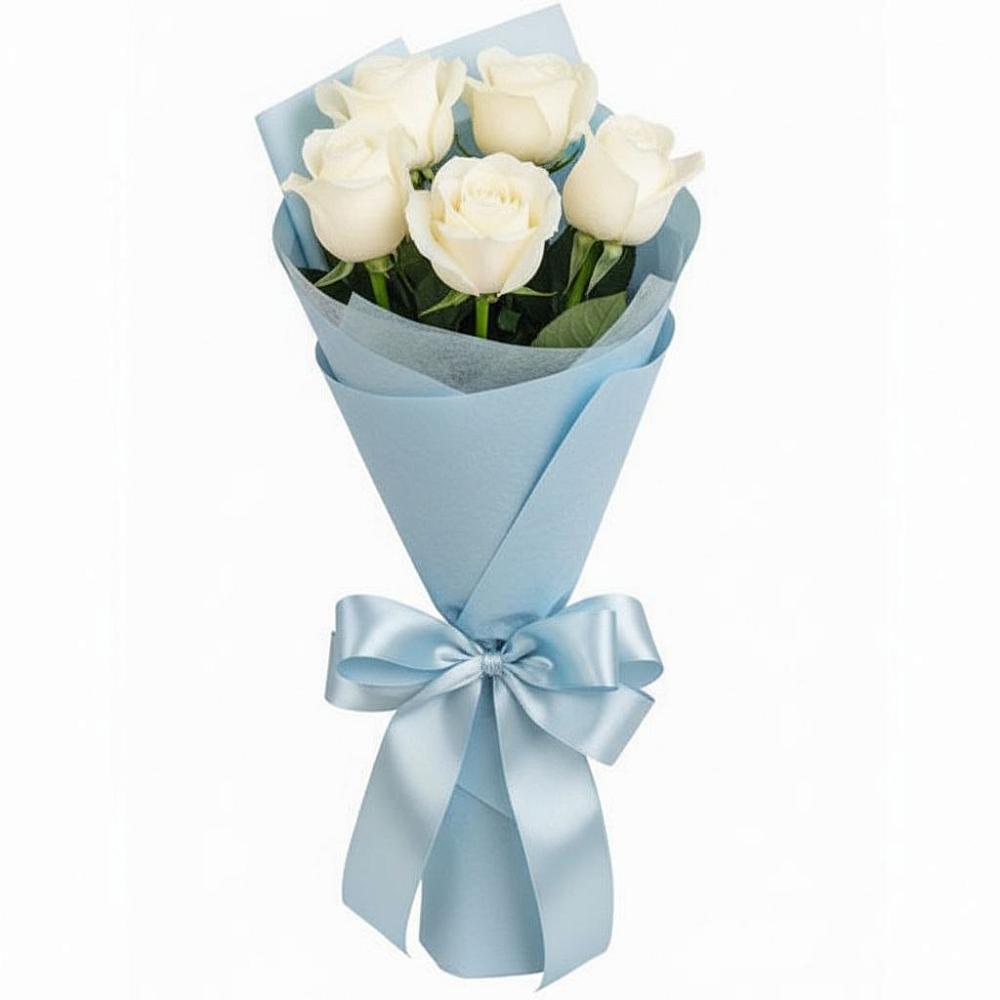 Букет 5 Белых роз Проуд в Сергиевский