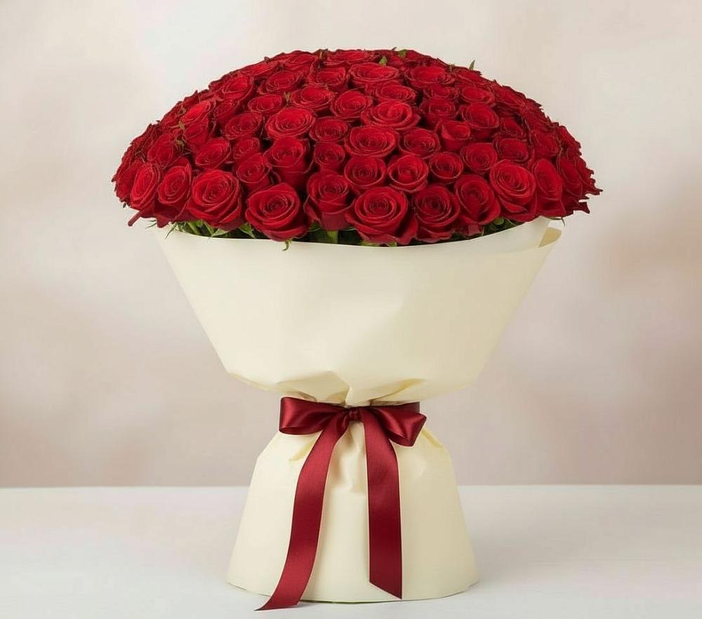 Букет 101 Красная роза Милано в Сергиевский