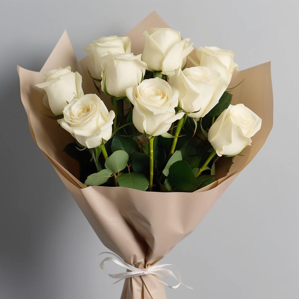 Букет 9 Белых роз Эдлесс Лав в Сергиевский