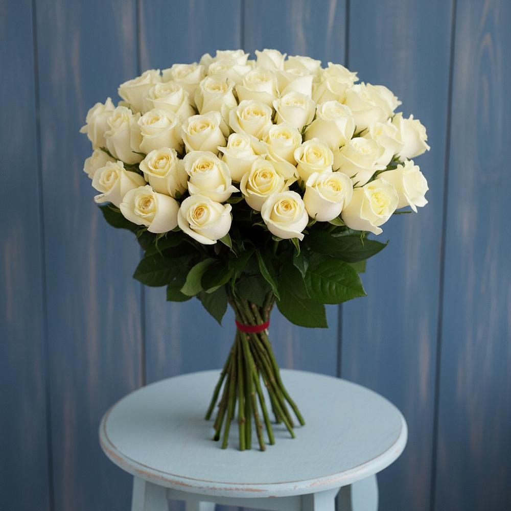 Букет 51 Белая роза Эдлесс Лав в Сергиевский