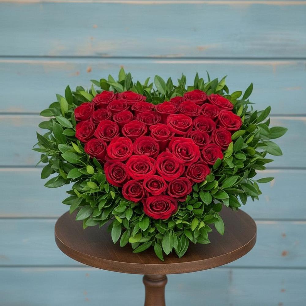 Цветочная композиция из Розы в виде сердца в Сергиевский