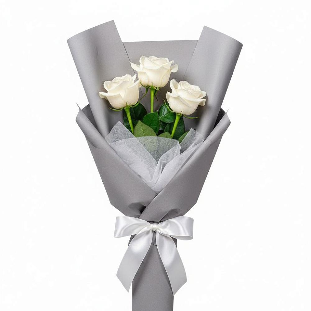 Букет 3 белые розы в Сергиевский