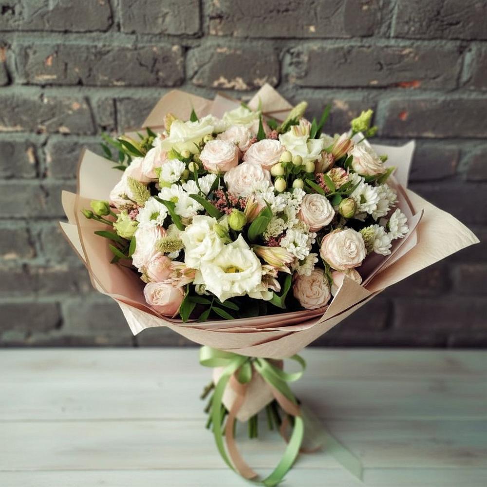 Букет цветов из: Альстромерии, Розы и Хризантемы в Сергиевский