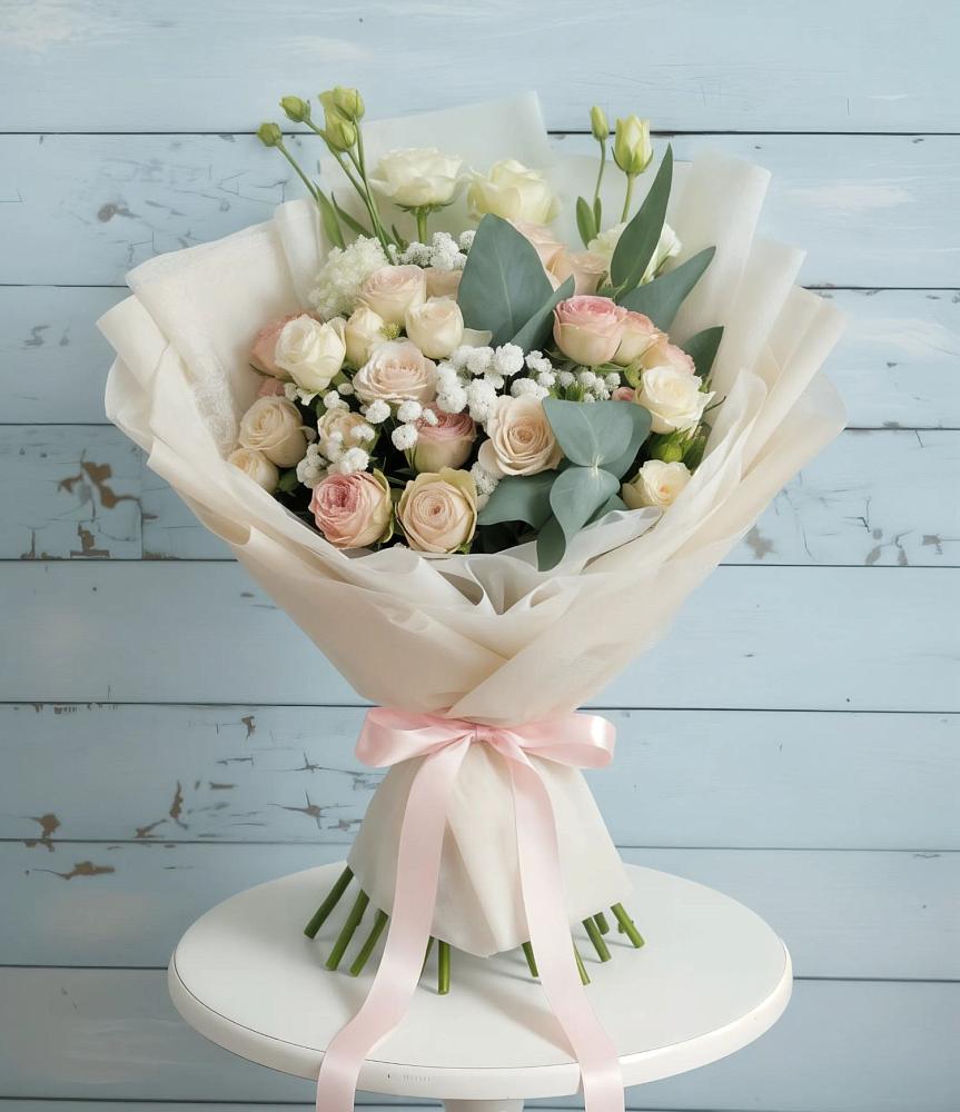 Букет цветов из: Розы и Лизиантусы в Сергиевский