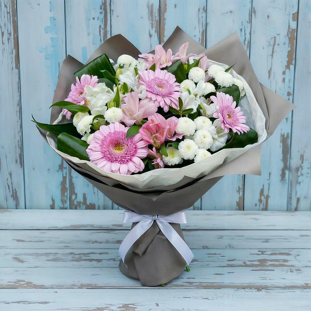 Букет цветов из: Герберы, Альстромерии и Хризантемы в Сергиевский