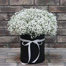 Цветочная композиция из Гипсофила в шляпной коробке в Сергиевский