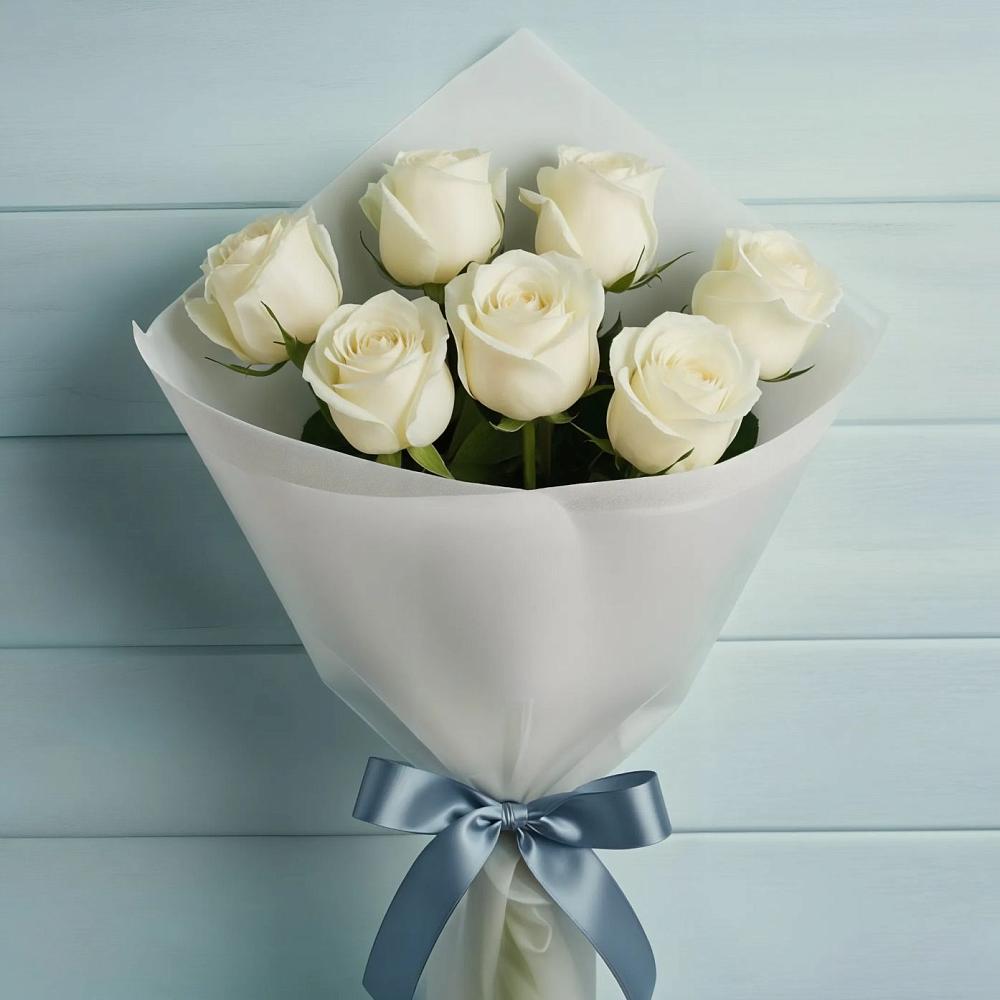 Букет 7 Белых роз Эдлесс Лав в Сергиевский